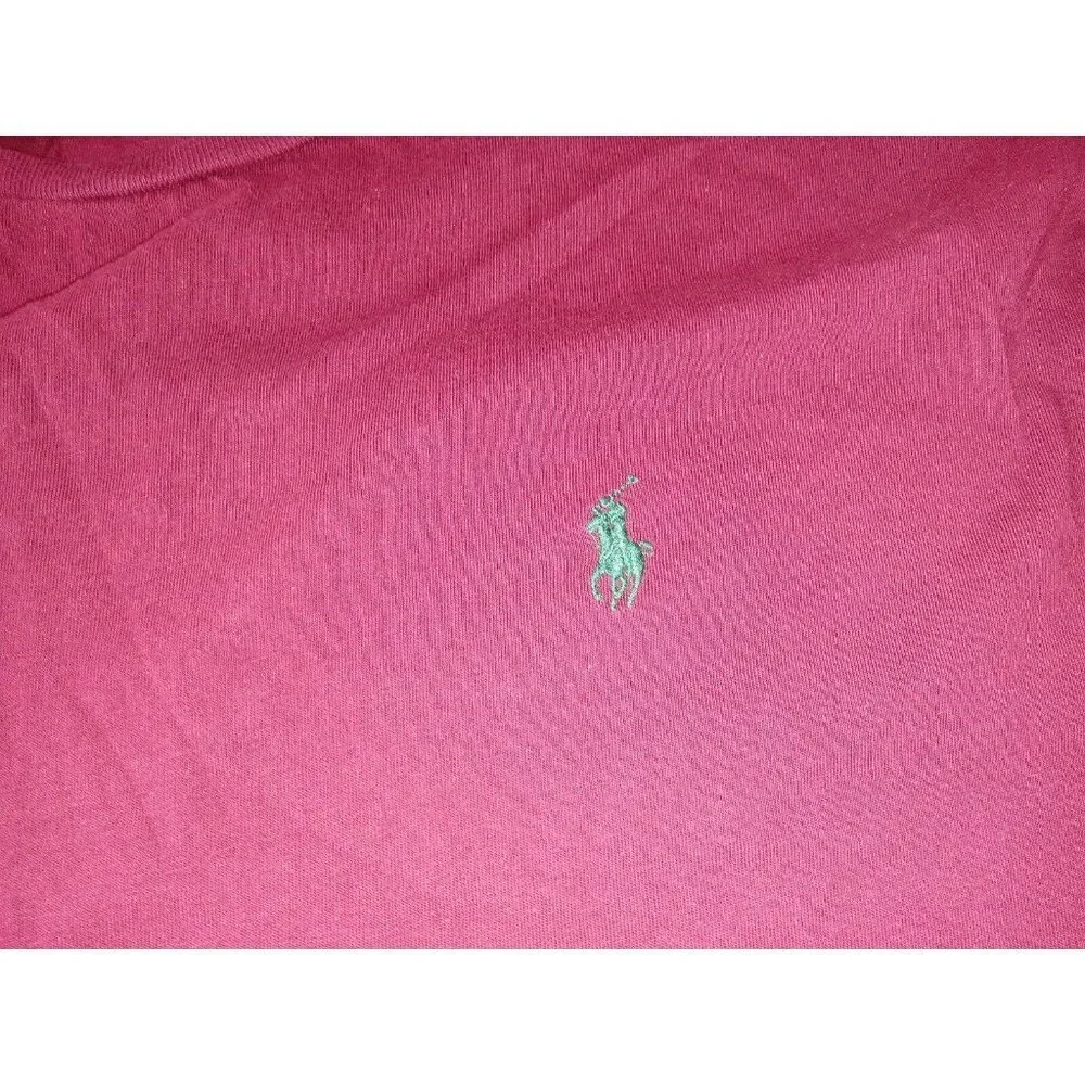 Polo Ralph Lauren Men's XXL Burgundy Basic T-shirt Green Pony Logo Long Sleeve